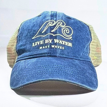 Load image into Gallery viewer, Live by Water Make Waves Ponytail Baseball Cap