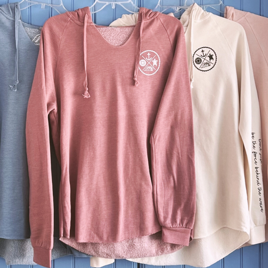 Crest Wave Wash Pullover Hoodie BEACHY RED-Your choice in sayings