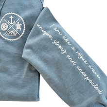 Load image into Gallery viewer, Crest Wave Wash Pullover Hoodie OCEAN-Your choice of sayings