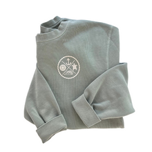 Load image into Gallery viewer, Crest Sweatshirt Unisex GREEN SAGE - your choice of sayings