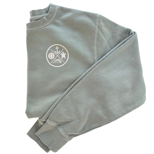 Crest Sweatshirt Unisex GREEN SAGE - your choice of sayings