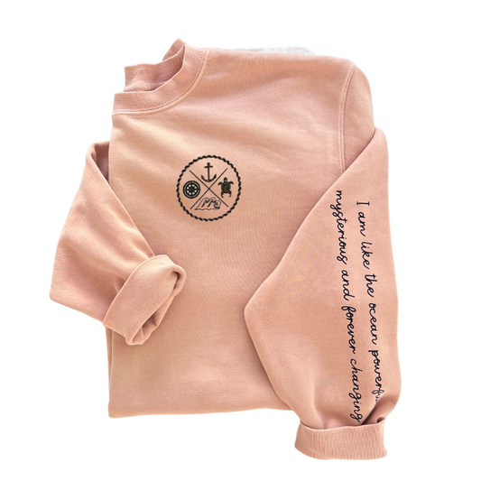 Crest Sweatshirt Unisex SOFT CORAL - your choice of sayings