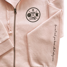 Load image into Gallery viewer, Crest Zip-up Hoodie SOFT CORAL - your choice of saying