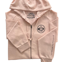 Load image into Gallery viewer, Crest Zip-up Hoodie SOFT CORAL - your choice of saying