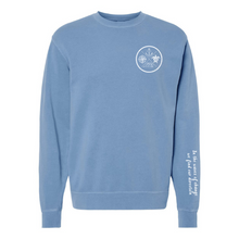 Load image into Gallery viewer, Crest Sweatshirt Unisex COASTAL BLUE-your choice of sayings
