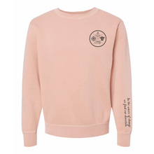 Load image into Gallery viewer, Crest Sweatshirt Unisex SOFT CORAL - your choice of sayings