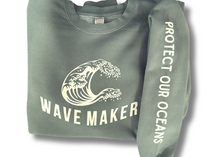 Load image into Gallery viewer, Wave Maker, Protect our Oceans-Crewneck Sweatshirt