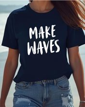 Load image into Gallery viewer, MAKE WAVES -Navy Tee