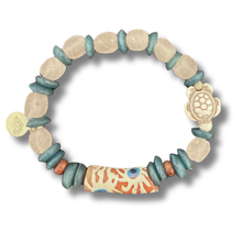 Load image into Gallery viewer, Sea Turtle Bracelet with Krobo African Feature Bead