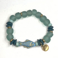 Load image into Gallery viewer, Fish Bracelet with Recycled Glass Beads