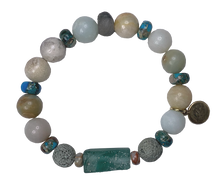 Load image into Gallery viewer, Live by Water Make Waves - Calm Water Lava Bead Bracelet