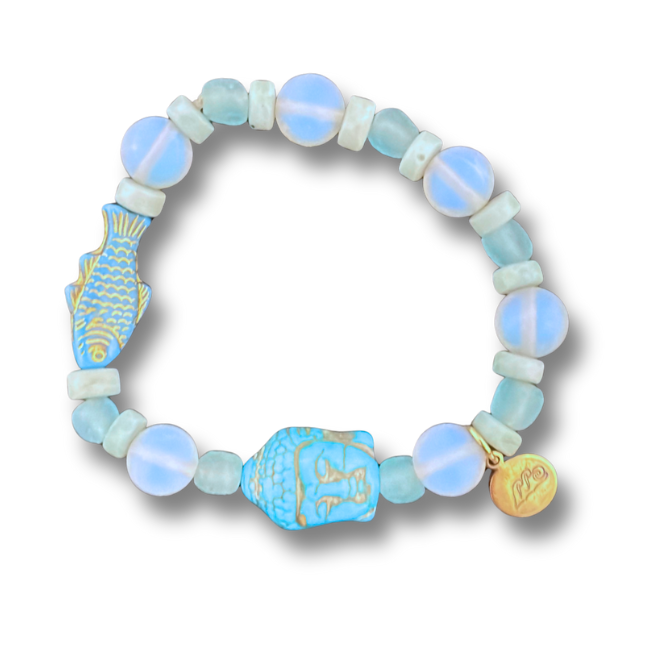 Fish & Buddha Bracelet - Representing Water & inspiration