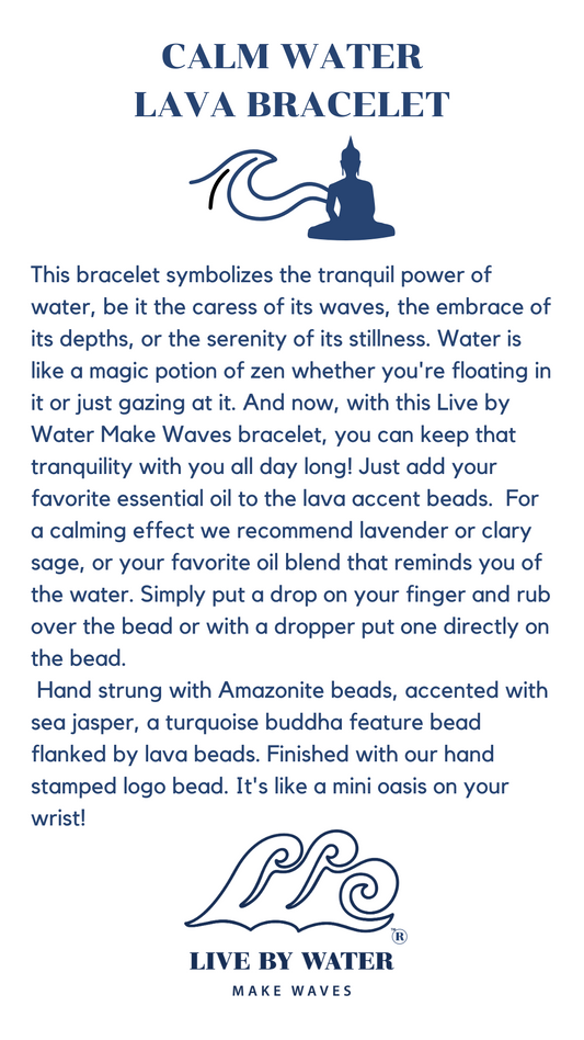 Live by Water Make Waves - Calm Water Lava Bead Bracelet