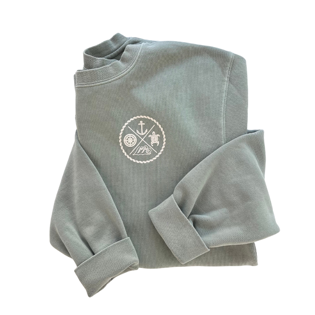Crest Sweatshirt Unisex GREEN SAGE - your choice of sayings