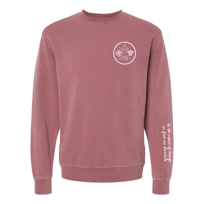 Crest Sweatshirt Unisex BEACHY RED-Your choice of sayings