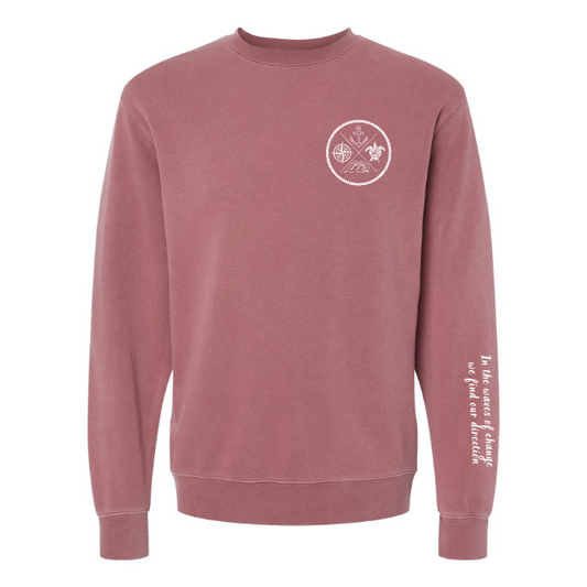 Crest Sweatshirt Unisex BEACHY RED-Your choice of sayings