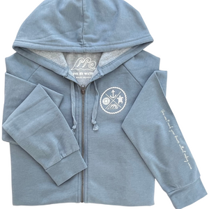 Crest Zip-up Hoodie OCEAN - your choice of saying