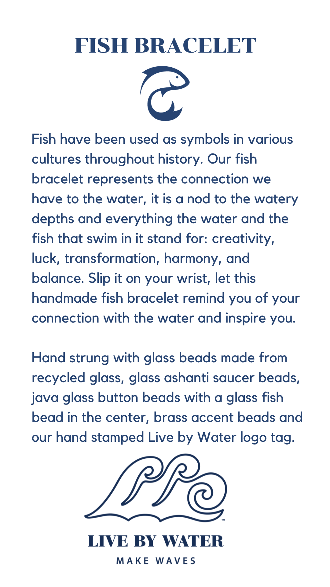 Fish Bracelet with Recycled Glass Beads