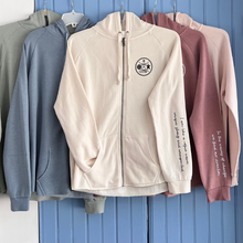 Load image into Gallery viewer, Crest Zip-up Hoodie SALT-Your choice of saying
