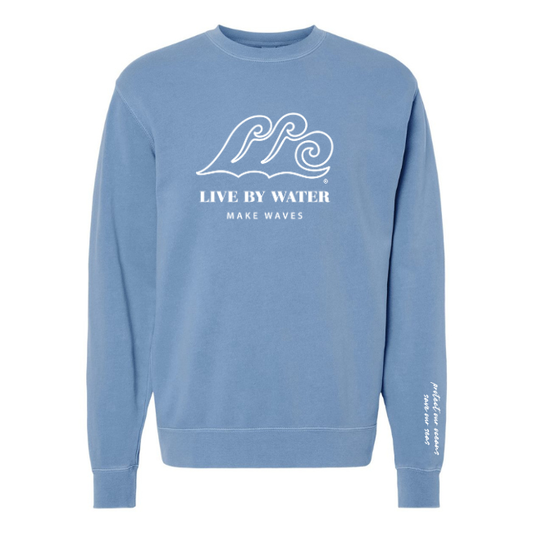 Live by Water Make Waves Logo Crewneck-5 Colors