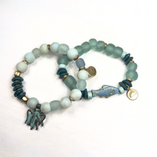Load image into Gallery viewer, Fish Bracelet with Recycled Glass Beads
