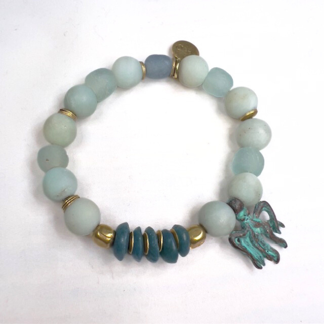 Octopus Bracelet made with Recycled Glass Beads