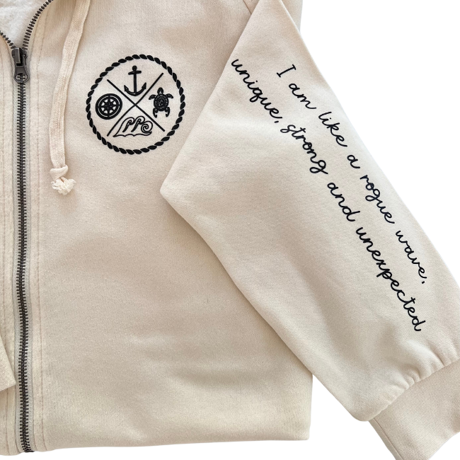 Crest Zip-up Hoodie SALT-Your choice of saying