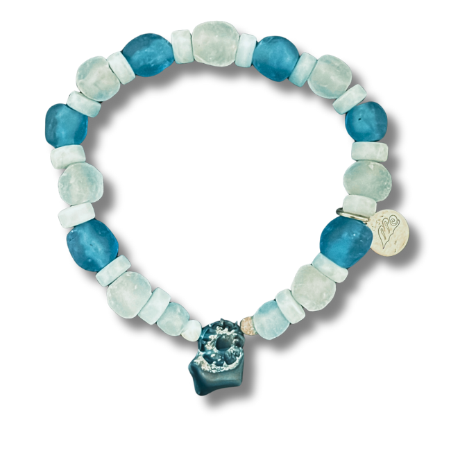 One of a Kind Antique Glass Feature Bead Bracelet