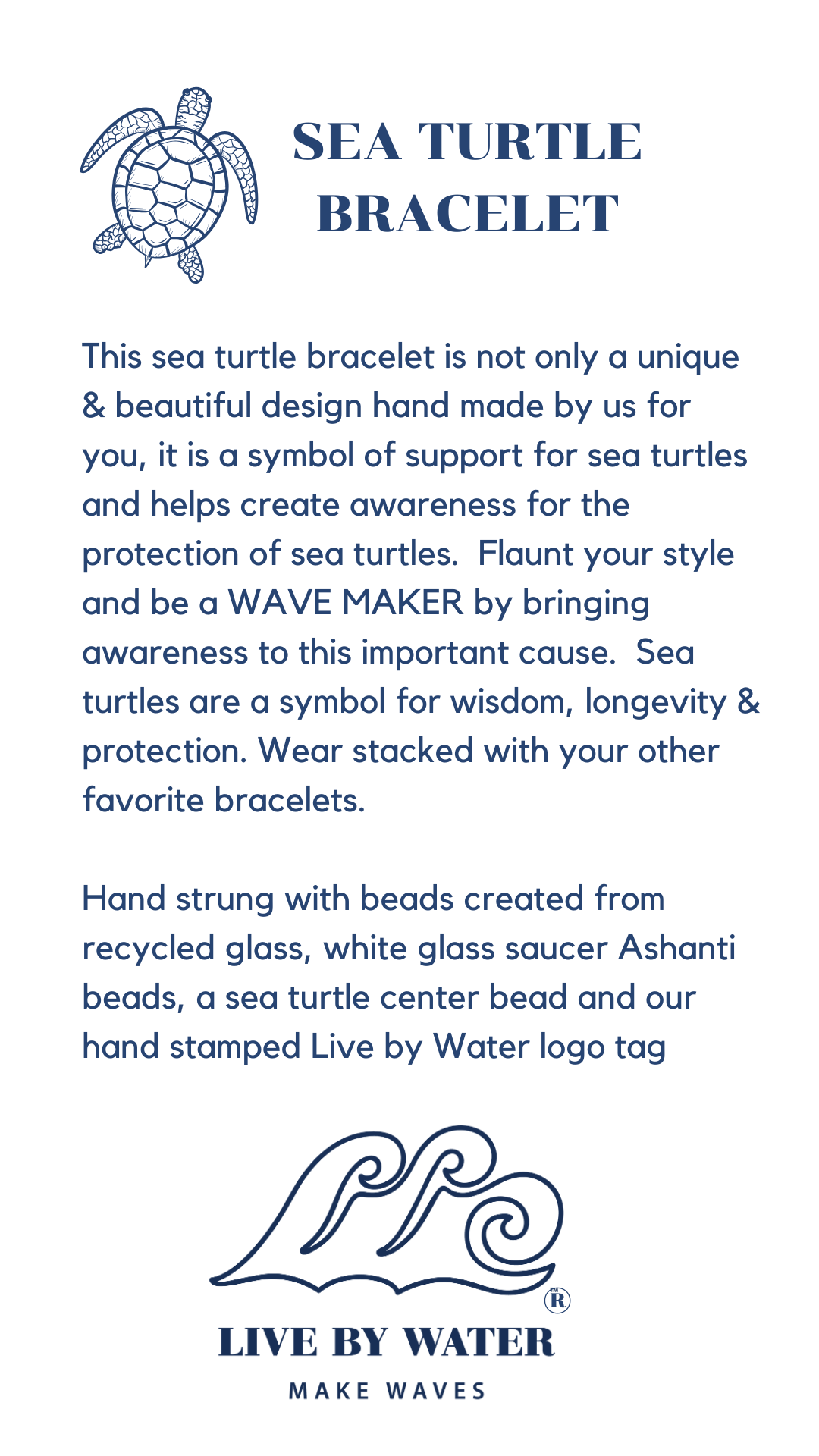 Sea Turtle Bracelet Amber-Made with Recycled Beads