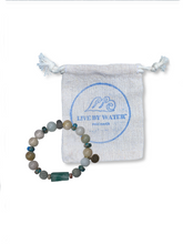 Load image into Gallery viewer, Live by Water Make Waves - Calm Water Lava Bead Bracelet

